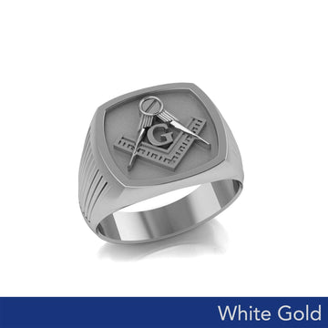 Masonic Solid White Gold Men Ring WRI2411 - Jewelry